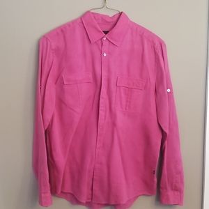 Pink mens linen shirt